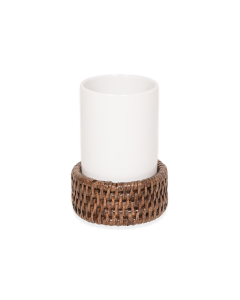 Tandkrus porcelæn m/stand mørk rattan, 44,5 Ø16
