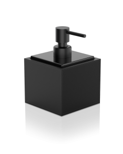 Sæbedispenser sort, 430ml, kunstlæder 14,7x9,9x9,9