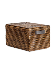 Kurv m/låg mørk rattan 21x39,5x25