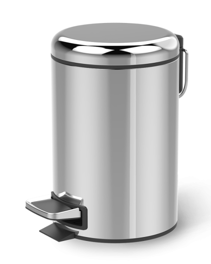 Pedalspand, poleret rustfri stål, 26xØ17x24