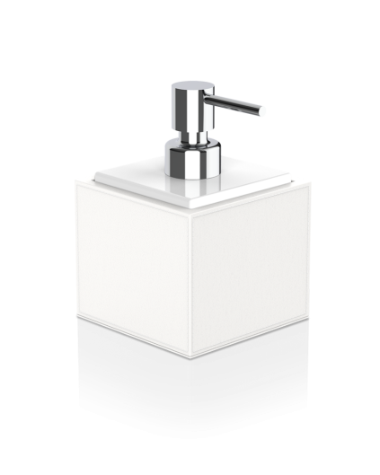 Sæbedispenser hvid, 430ml, kunstlæder 14,7x9,9x9,9