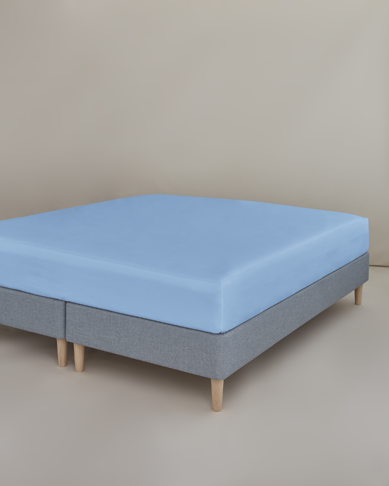 Formsytt lakan ljusblå percale